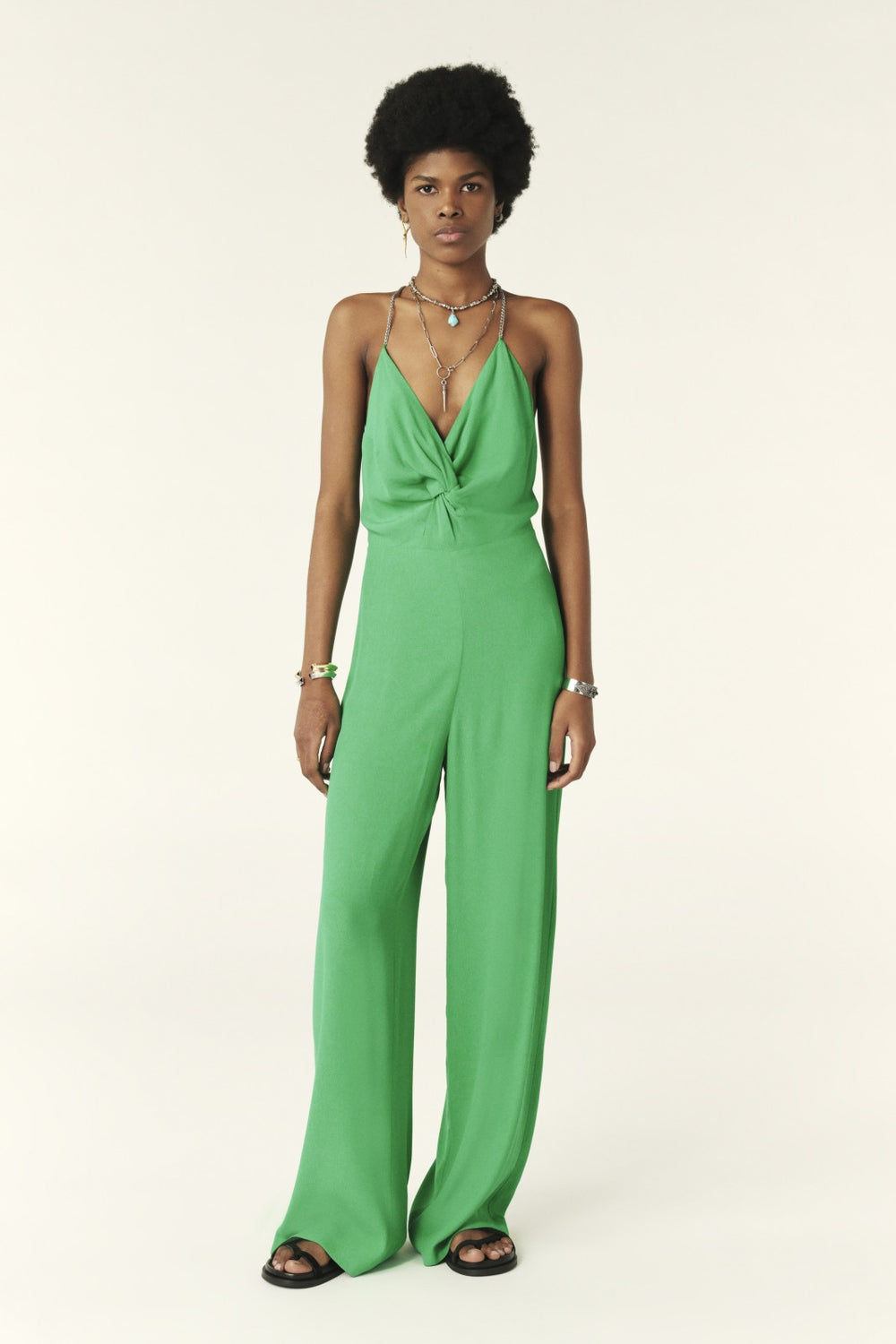 Jumpsuit With Straps Fifia Vert