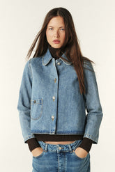 Three-Quarter Sleeve Jacket Tiny Blue