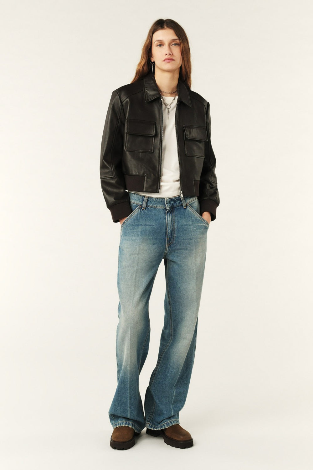 Leather Jacket Utica Marron