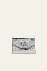 Laminated Leather Card Holder Trifold Argent