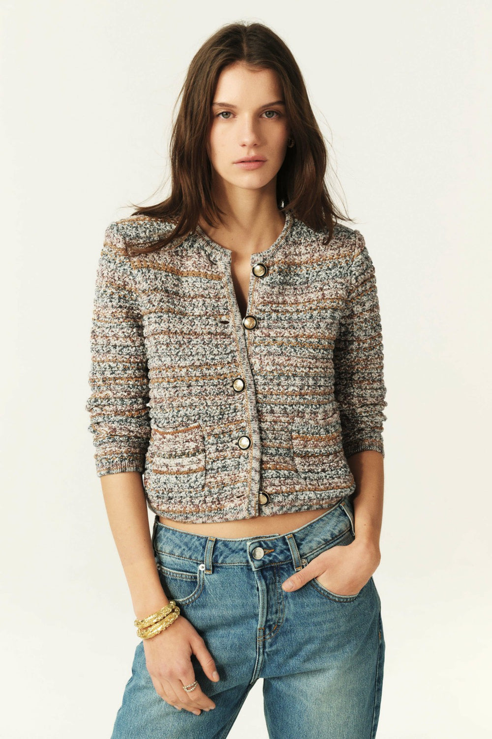 Long-Sleeved Cardigan Guspa Ecru