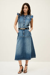 Denim Midi Dress Vayea Blue
