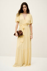 Long Pleated Dress Natalia Beige