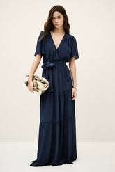 Long Pleated Dress Natalia Blue