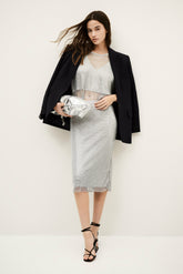 Midi Skirt Meshy Silver