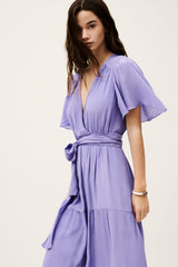 Long Pleated Dress Natalia Violet