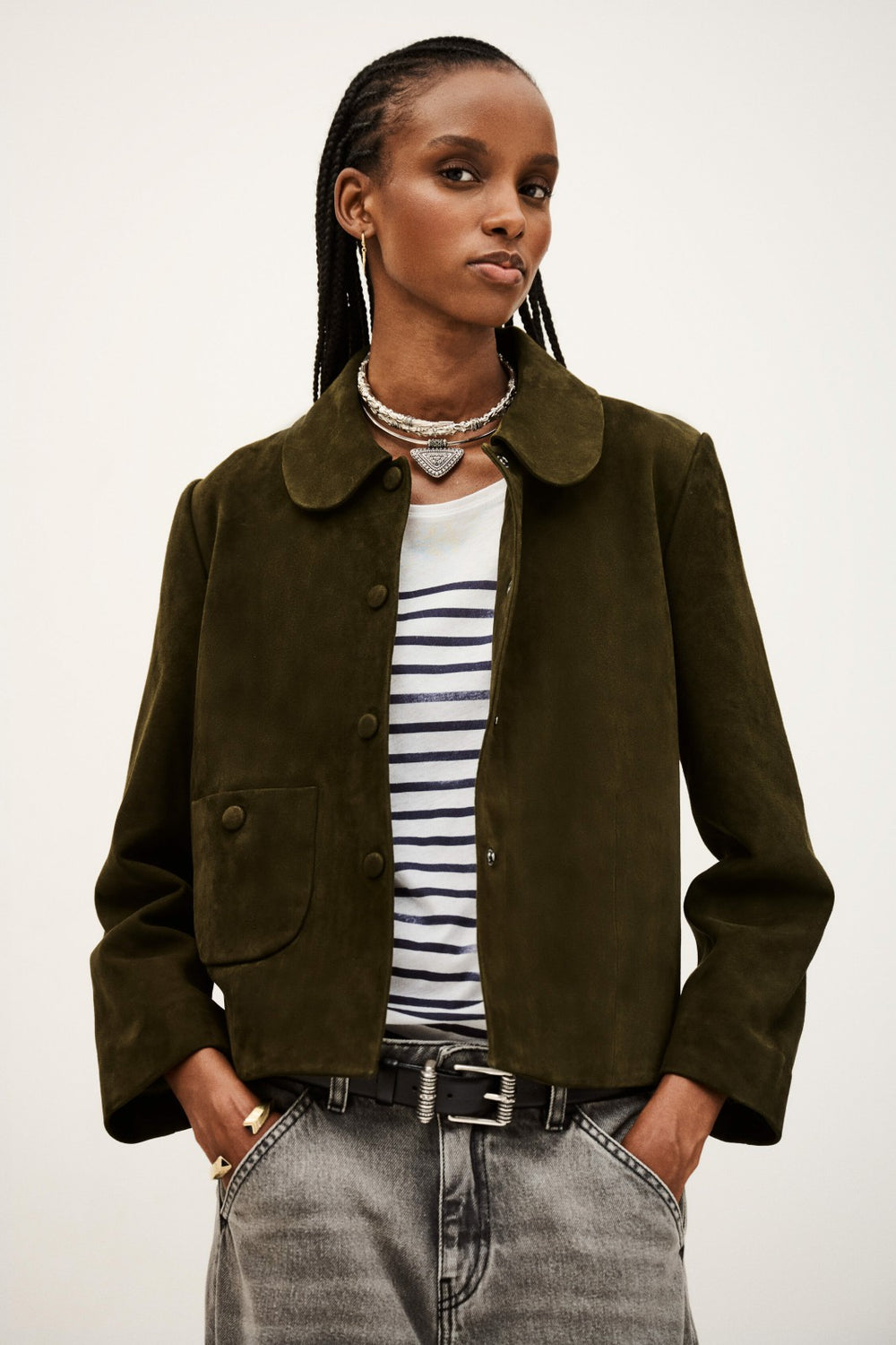 Straight-Cut Jacket Milas Kaki
