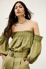 Elasticated Bustier Top Dalila Kaki