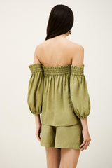 Elasticated Bustier Top Dalila Kaki