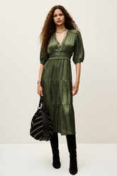 Short Gathered Dress Cleli Kaki