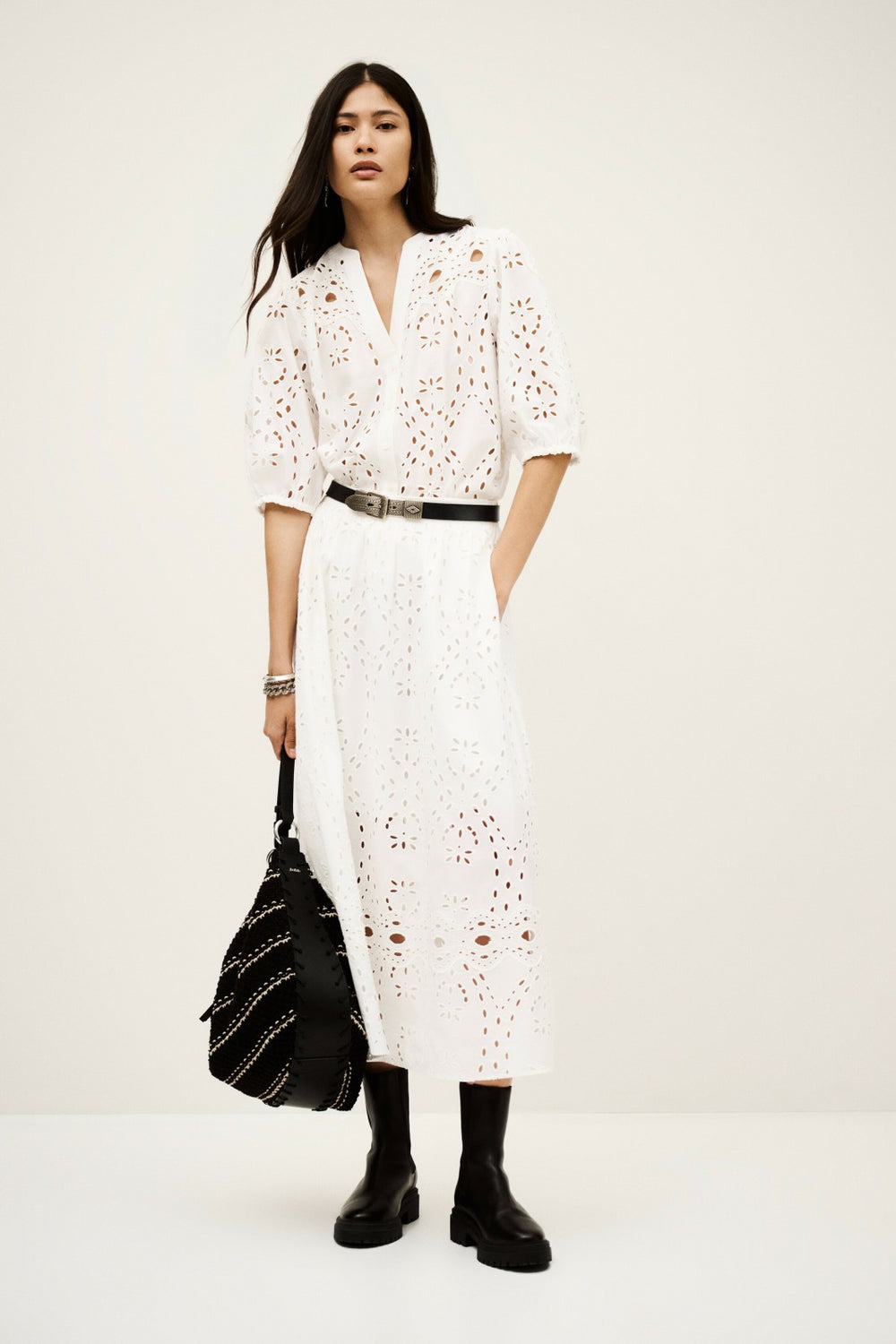 Embroisered Flared Skirt Bela Ecru