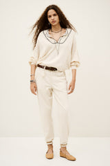 Oversized Embroidered Jumper Bausca Ecru
