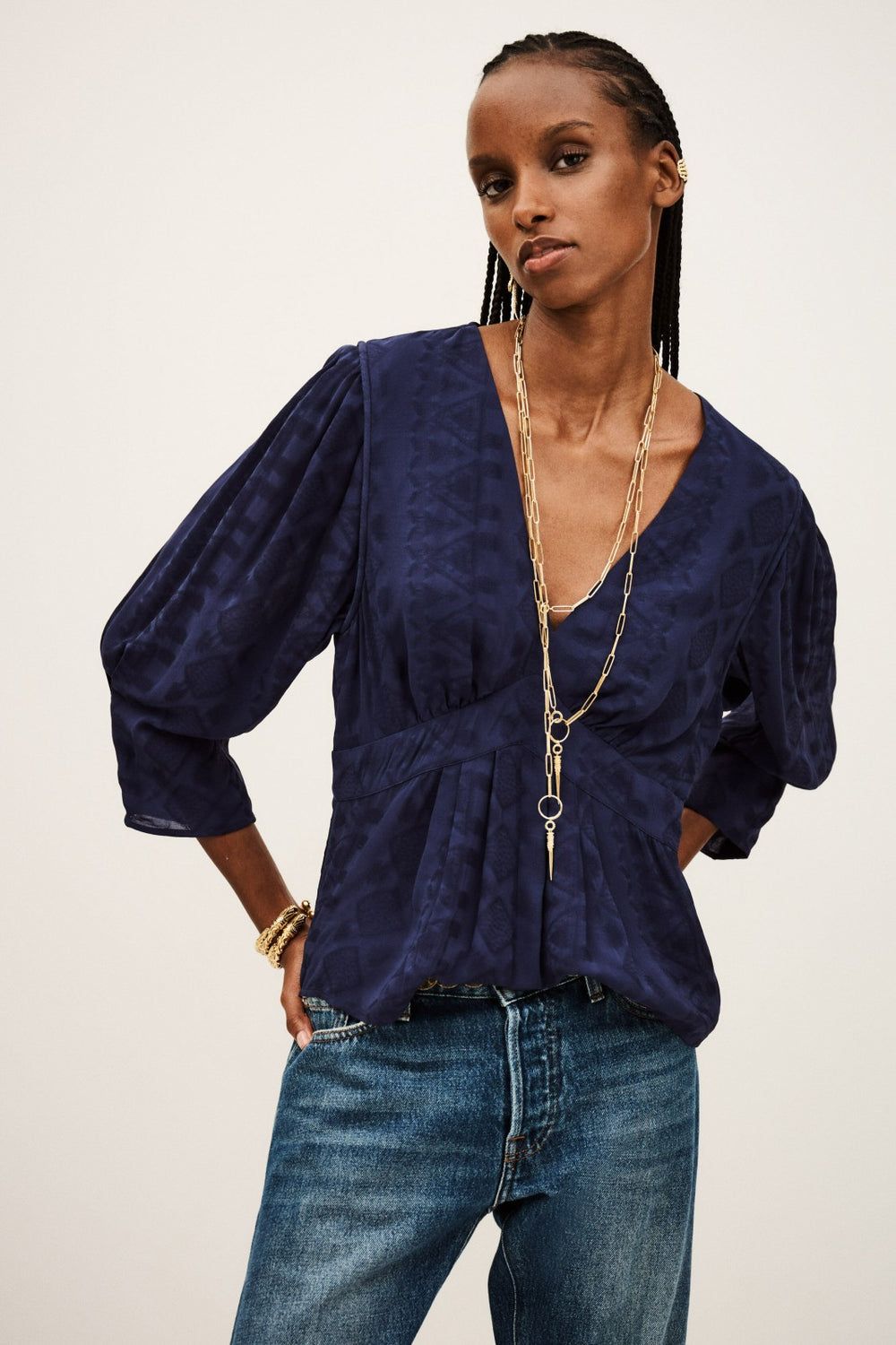 Blouse Shape Top Idol Blue
