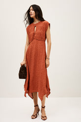 Asymmetric Midi Dress Inaia Orange