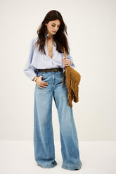 Embroidered Boho Shirt Jaky Blue