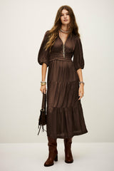 Short Gathered Dress Cleli Chocolat