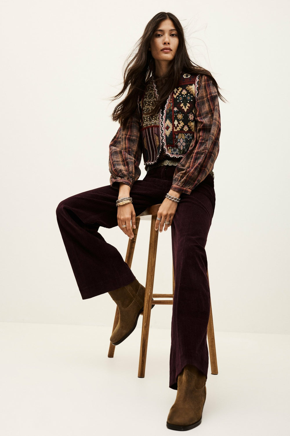 Straight-Leg Trousers Vily Bordeaux