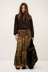 Long Printed Dirndl Skirt Pisca Ocre