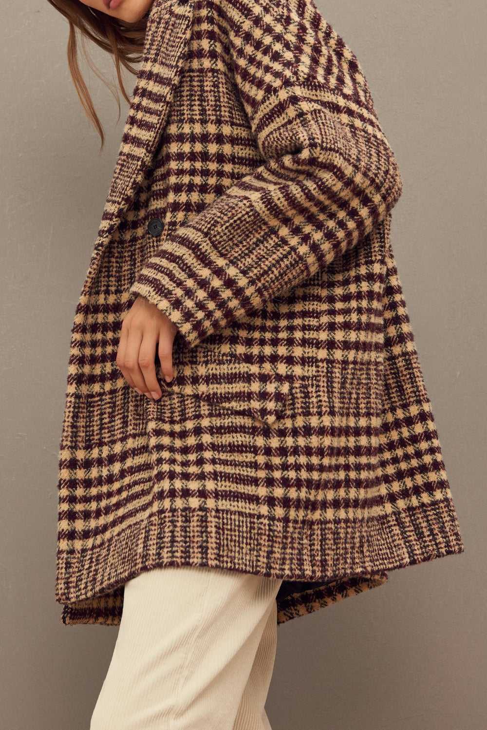 Check Coat Arty Ecru