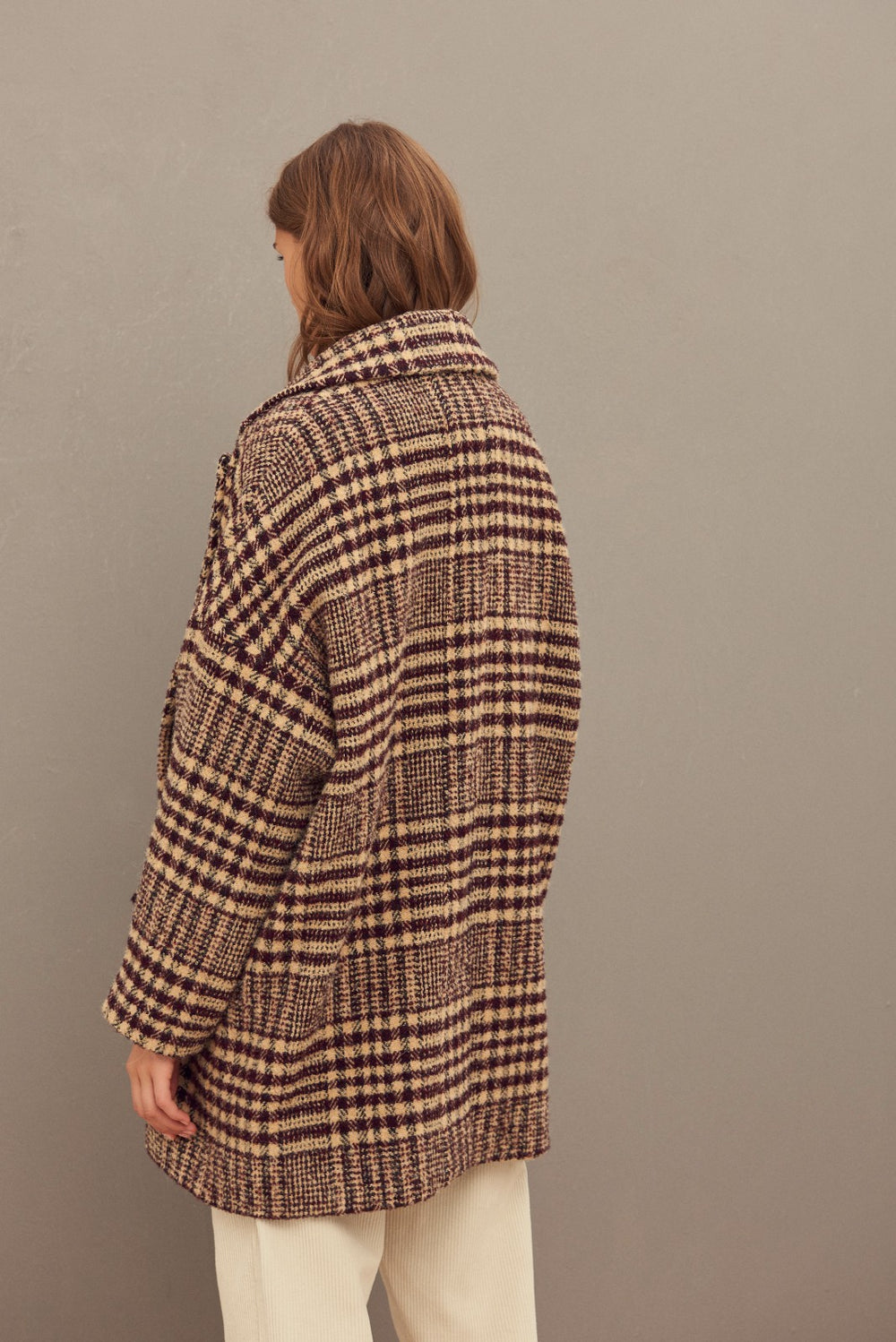 Check Coat Arty Ecru
