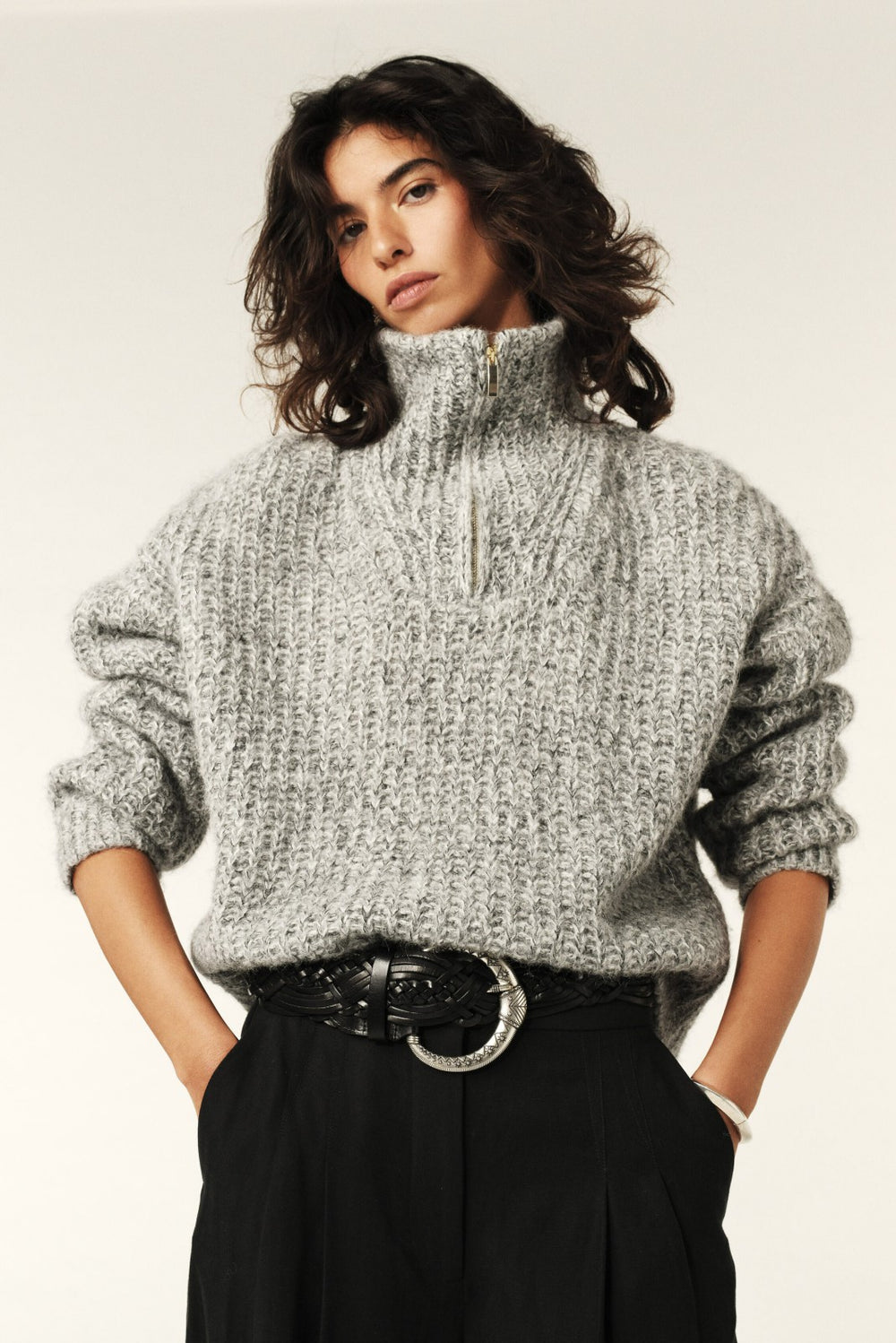 Zip-Neck Jumper Baltan Gris
