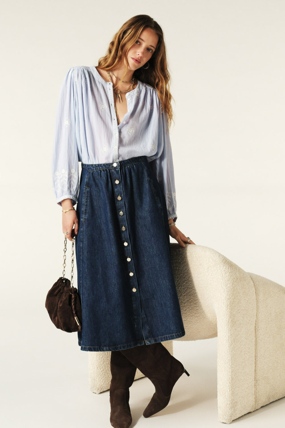 Denim Midi Skirt Cowie Marine