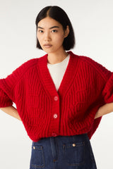 Long-Sleeved Cardigan Belyze Rouge