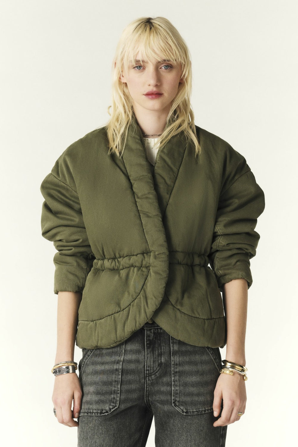 Quilted Denim Jacket Caly Kaki