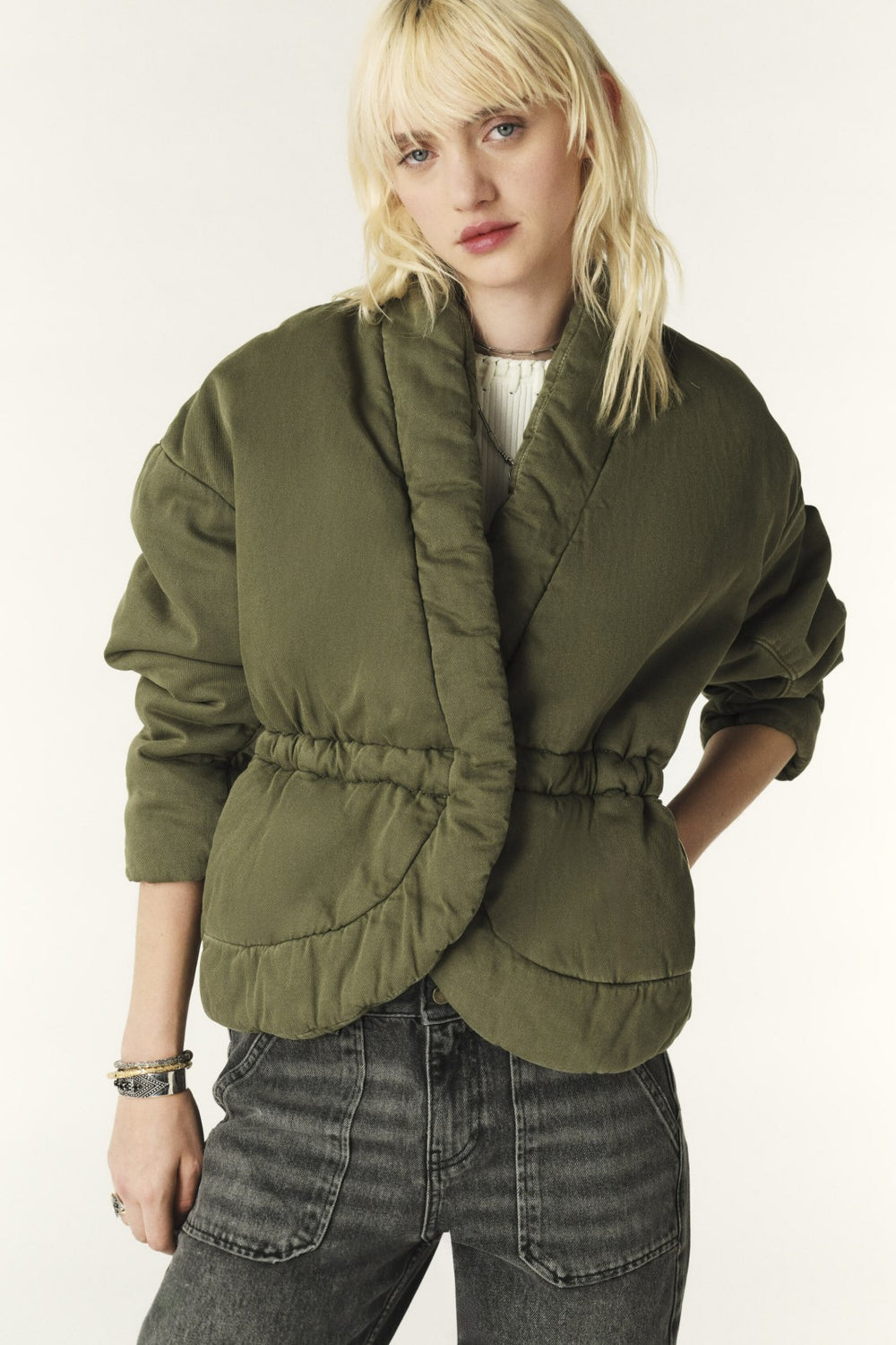 Quilted Denim Jacket Caly Kaki