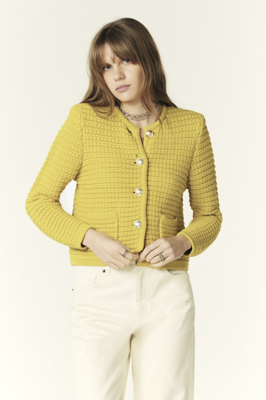 Decorative Knit Cardigan Gaspard Jaune