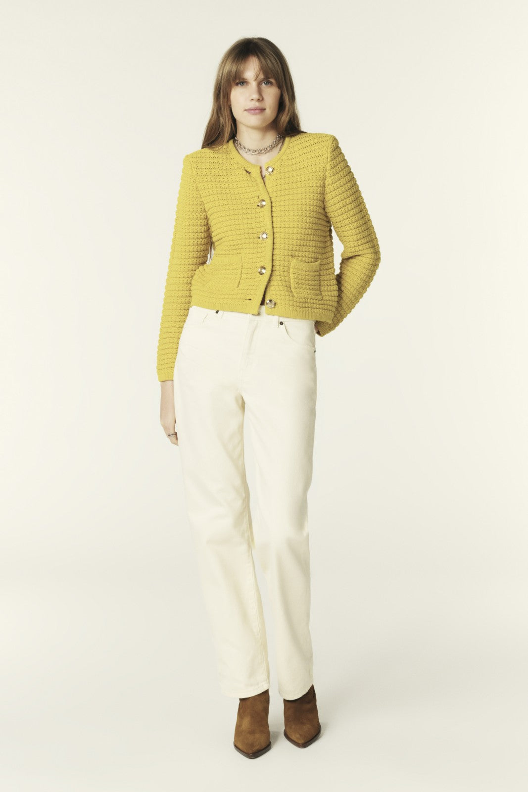 Decorative Knit Cardigan Gaspard Jaune