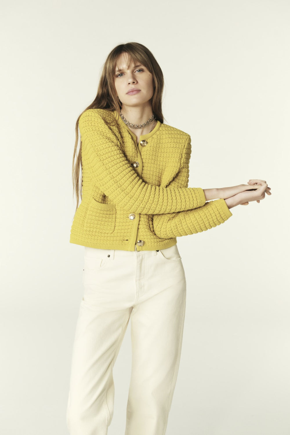 Decorative Knit Cardigan Gaspard Jaune