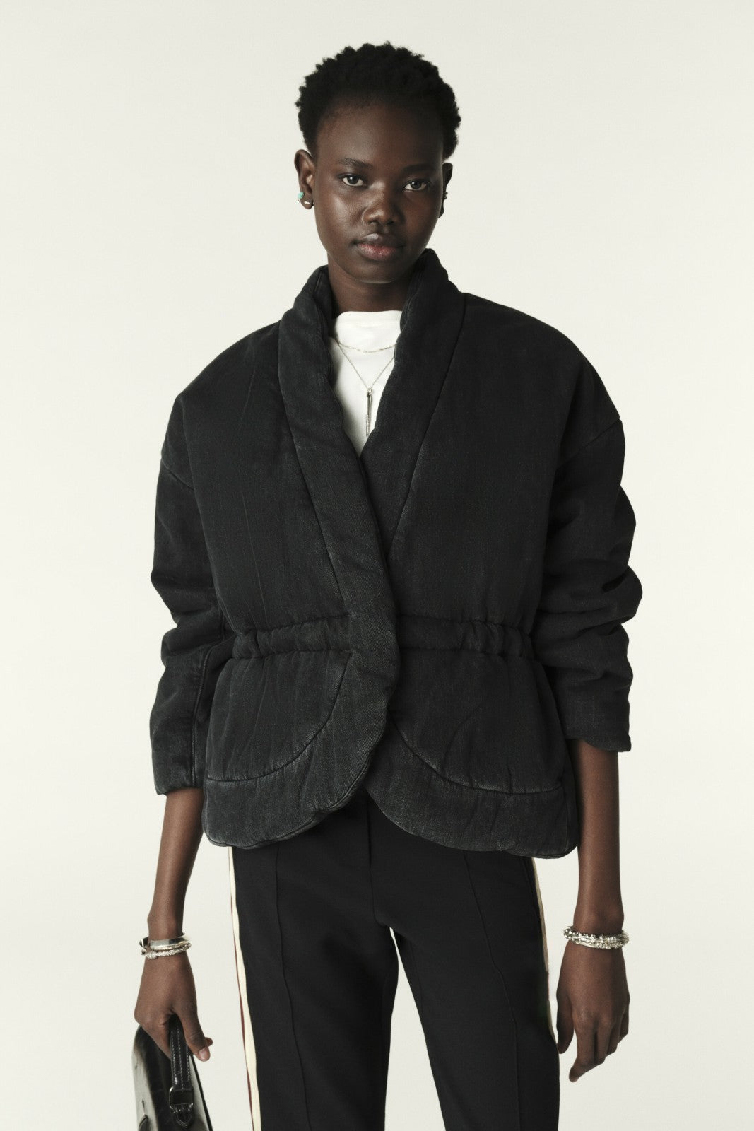 Quilted Denim Jacket Caly Noir