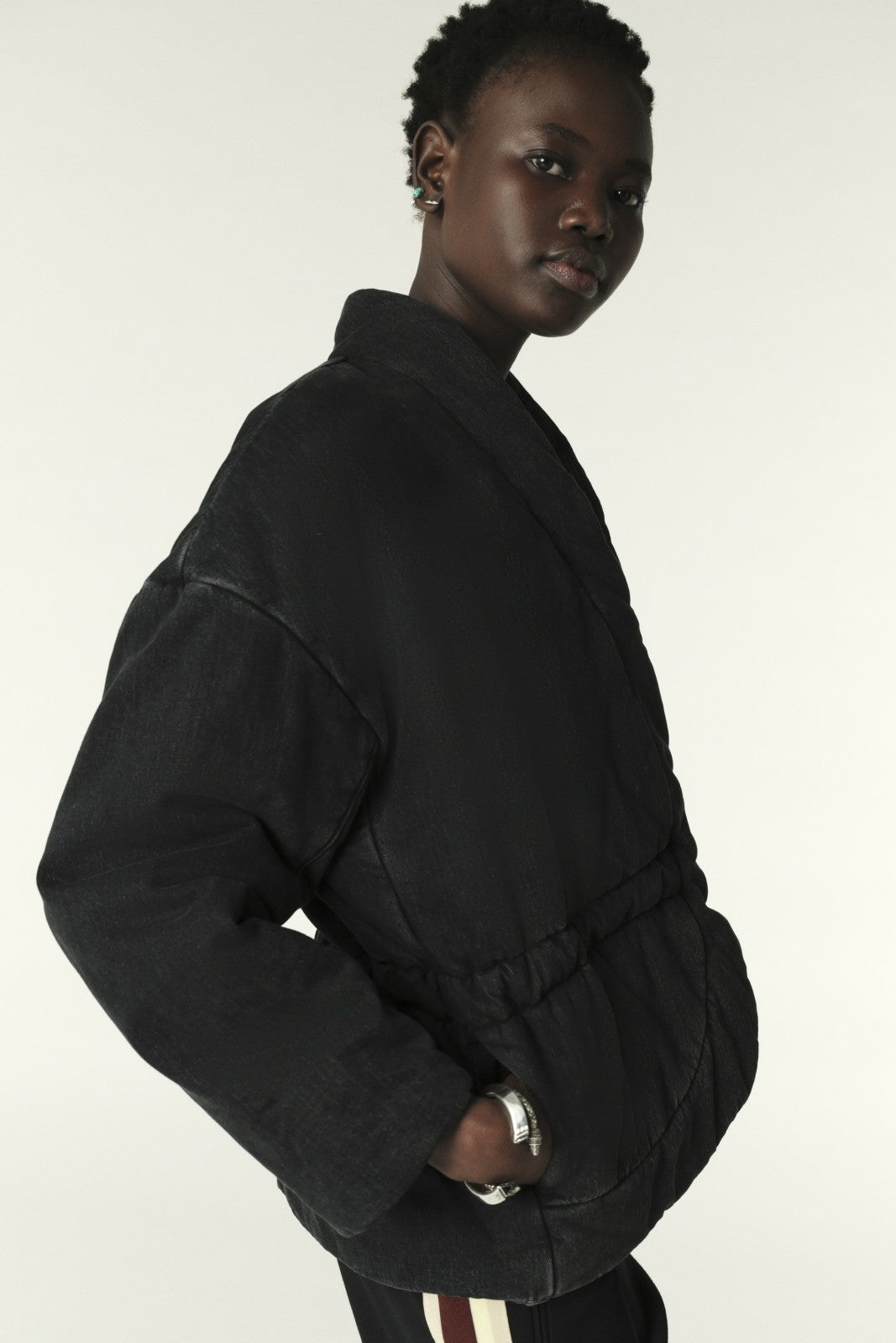 Quilted Denim Jacket Caly Noir