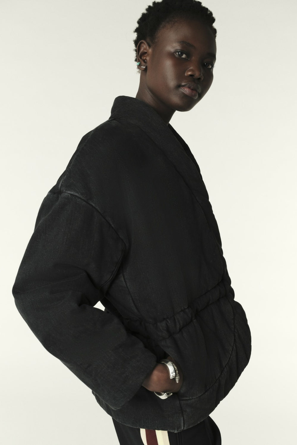Quilted Denim Jacket Caly Noir