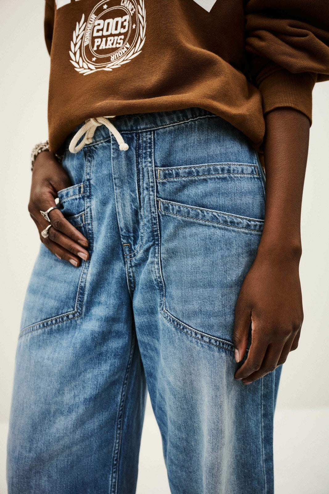 Elasticated Waist Jeans Mima Blue