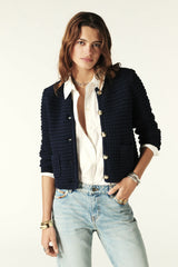 Decorative Knit Cardigan Gaspard Marine