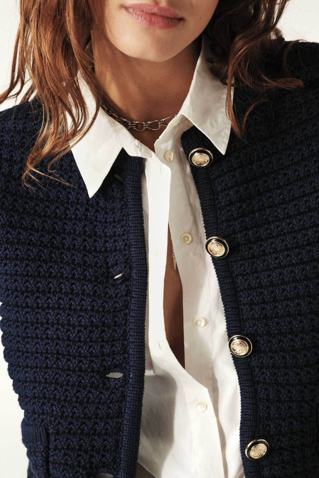 Decorative Knit Cardigan Gaspard Marine
