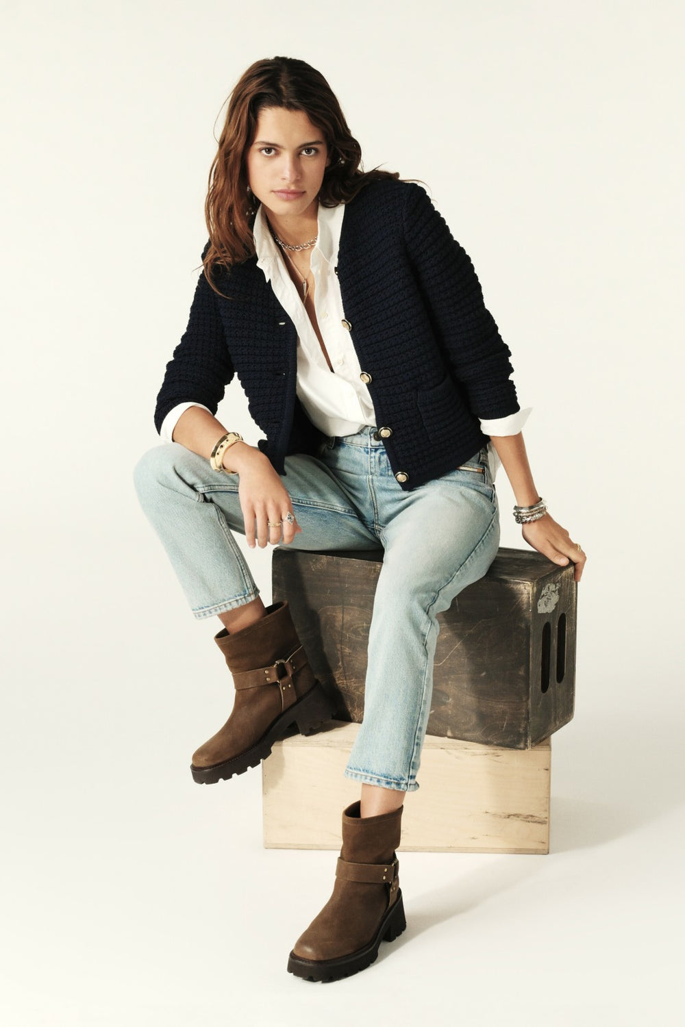 Decorative Knit Cardigan Gaspard Marine