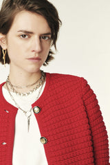 Decorative Knit Cardigan Gaspard Rouge