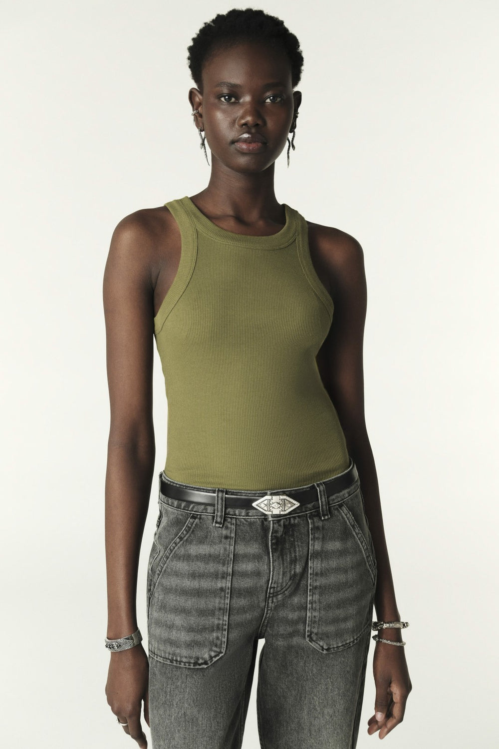 Sleeveless T-Shirt Cynda Kaki