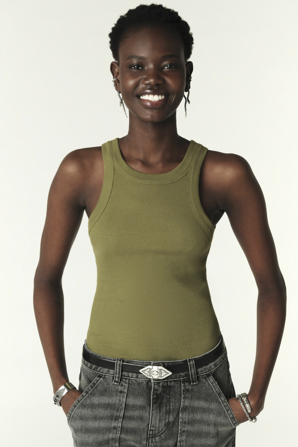 Sleeveless T-Shirt Cynda Kaki