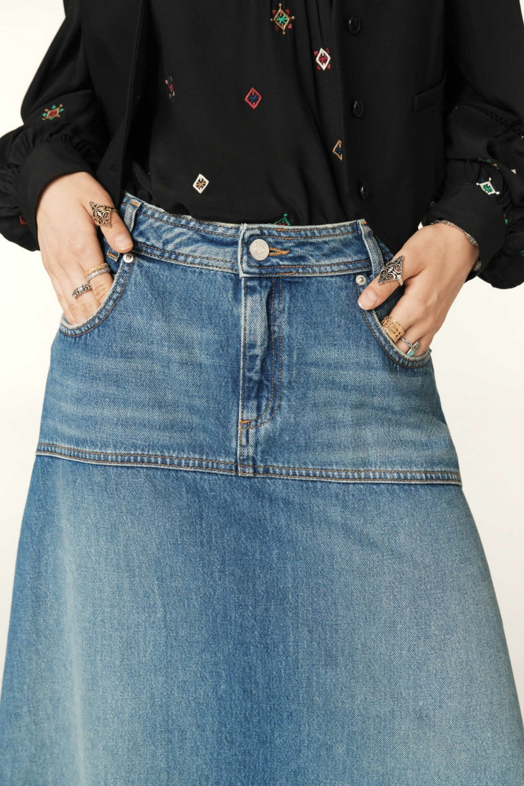 Denim Midi Skirt Valentia Blue