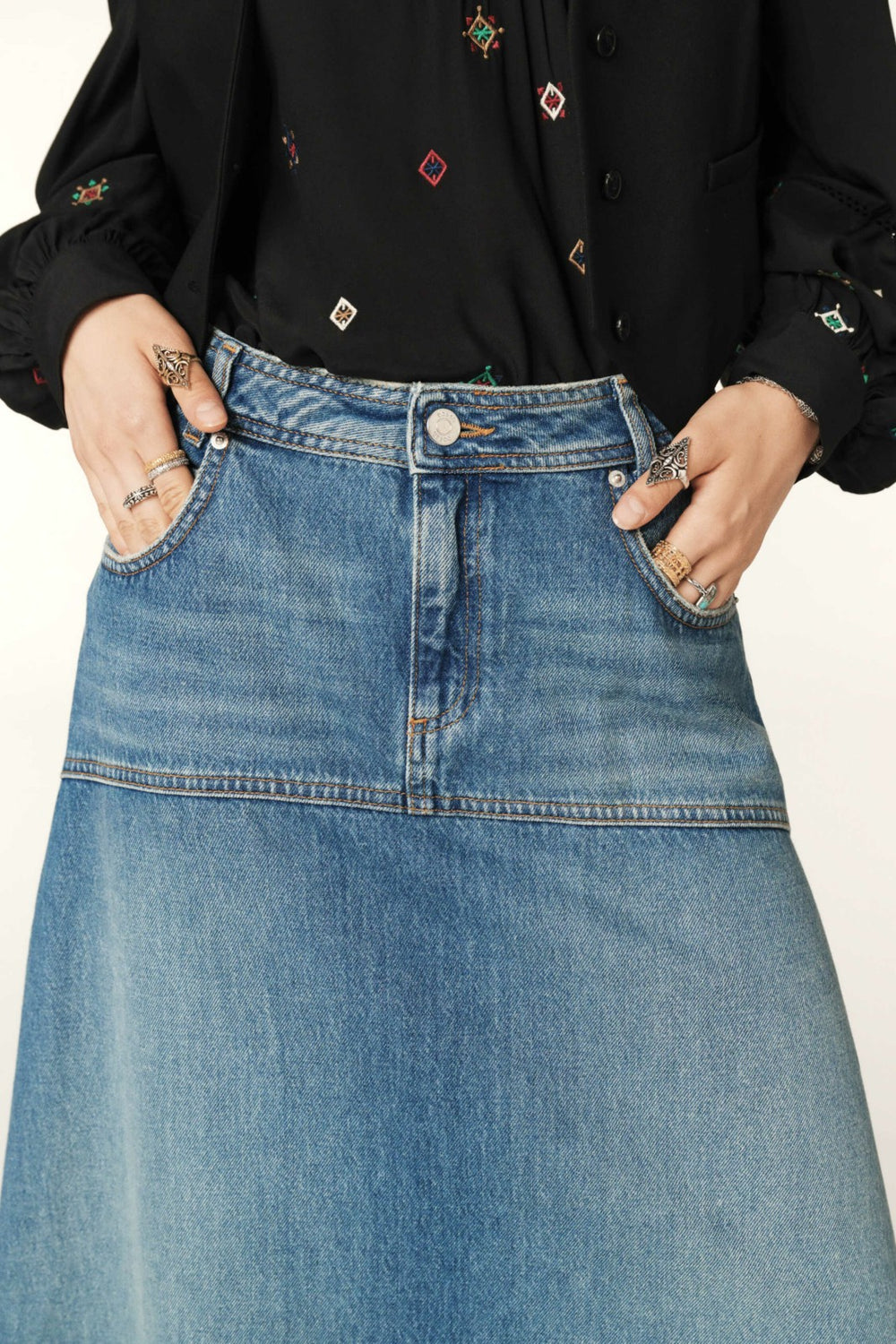Denim Midi Skirt Valentia Blue