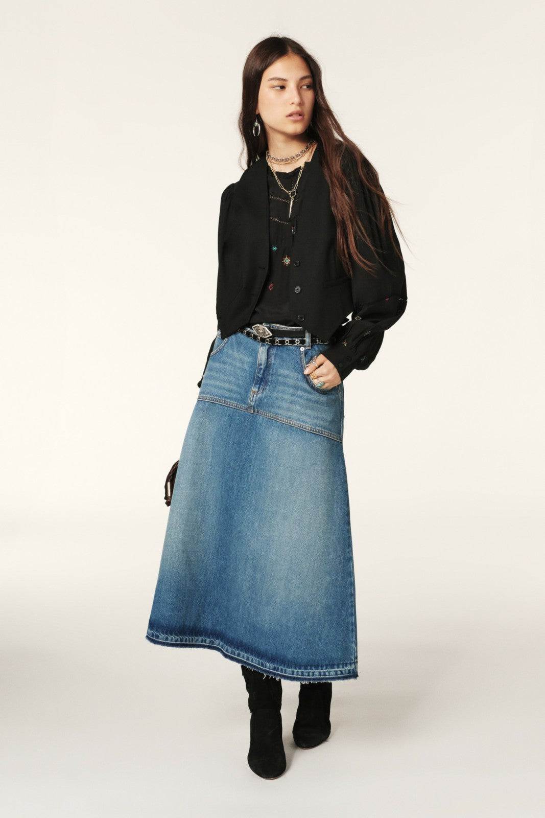 Denim Midi Skirt Valentia Blue