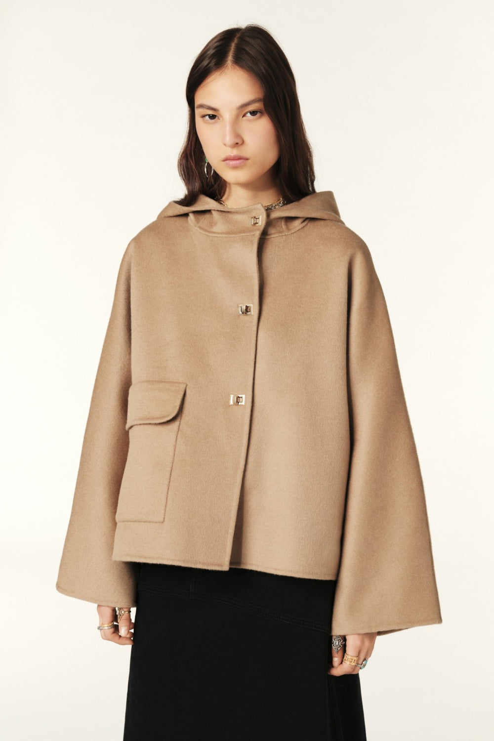 Short Hooded Coat Kove Marron