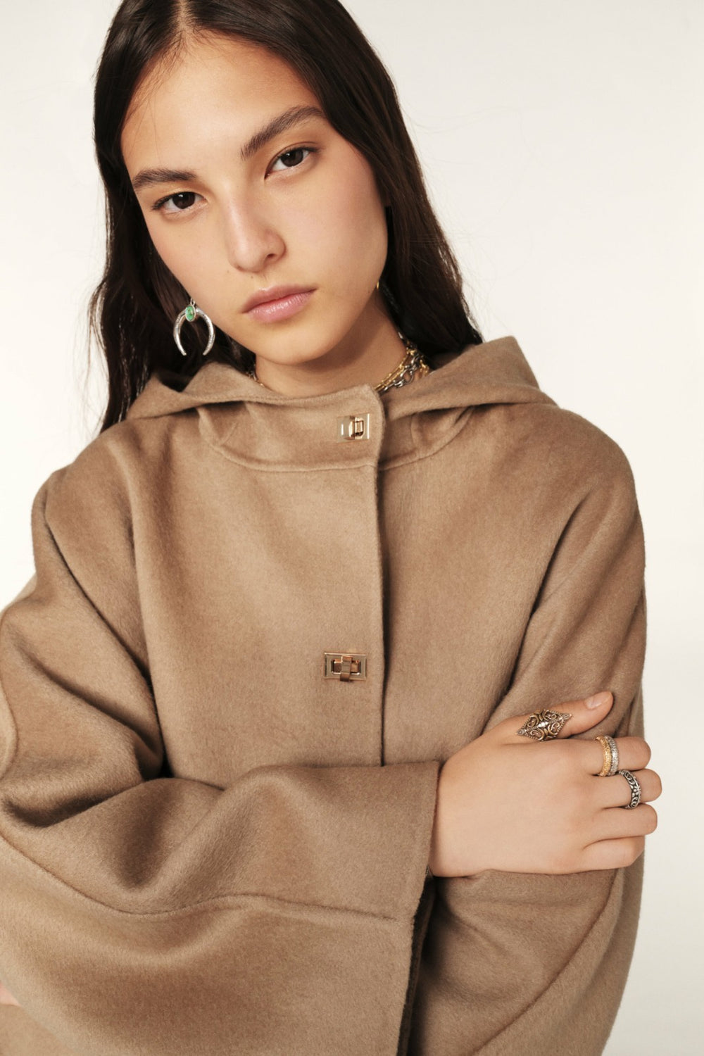 Short Hooded Coat Kove Marron