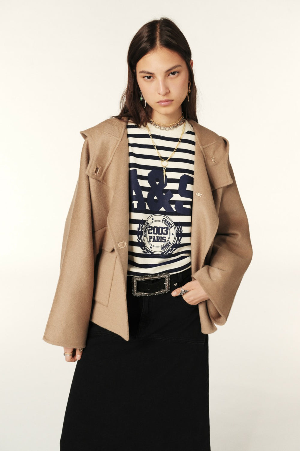 Short Hooded Coat Kove Marron