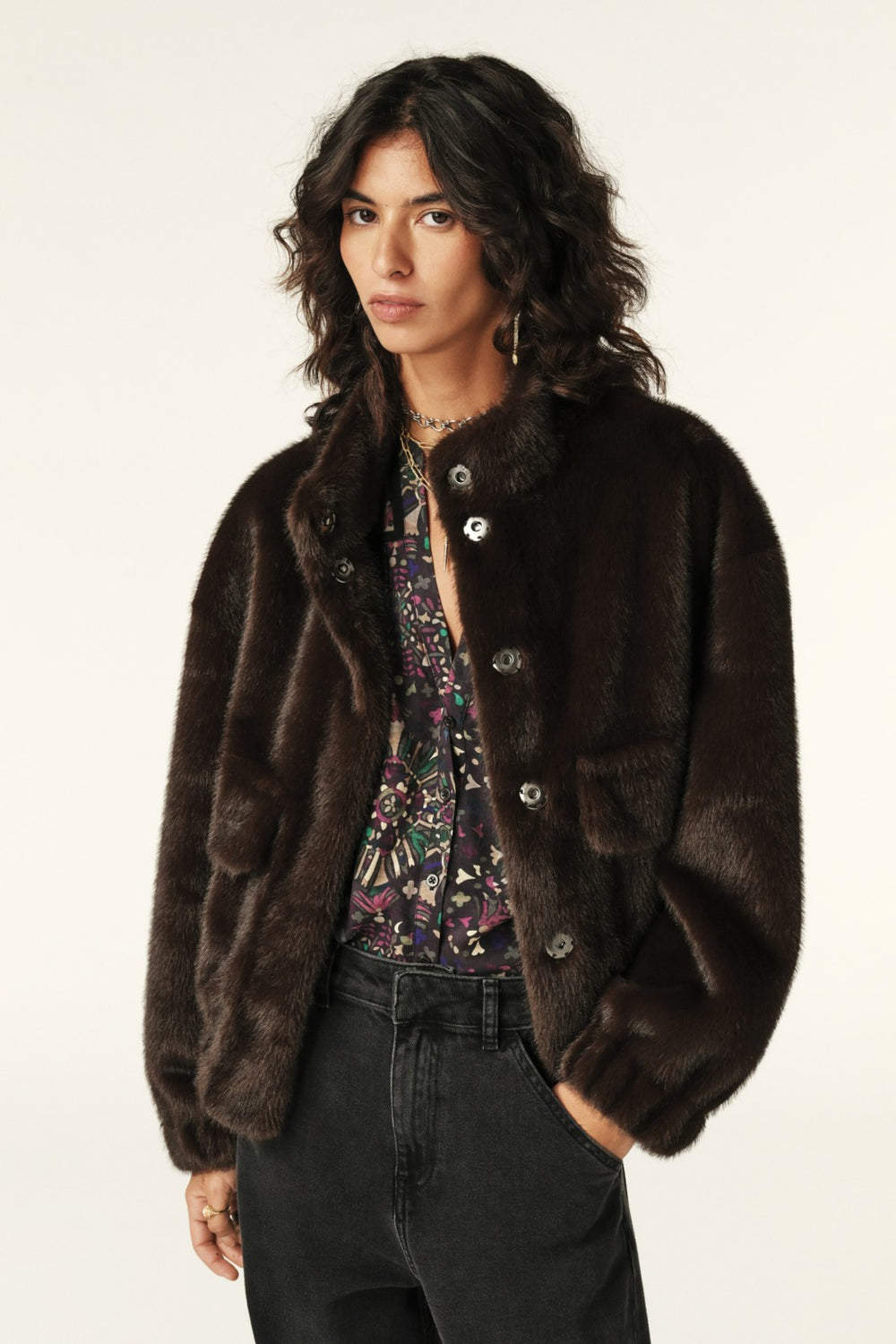 Short Loose-Fit Jacket Paros Chocolat