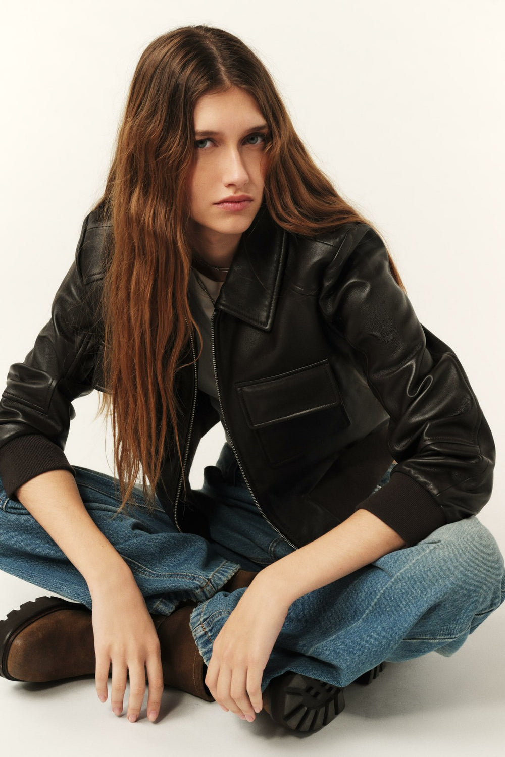 Leather Jacket Utica Marron